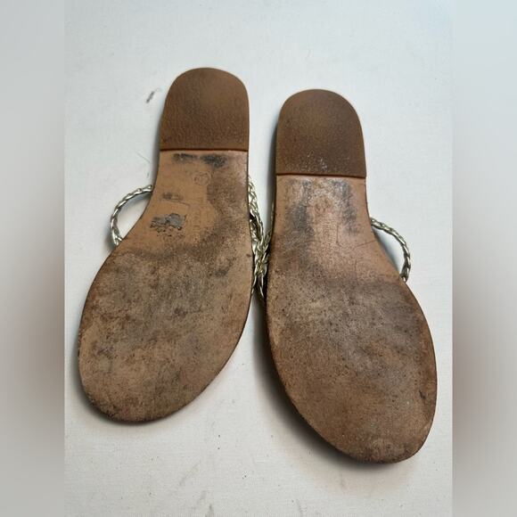 Ancient Greek Sandals Amalia Gold Silver Metallic Braided Straps Size 40/ US 8 - Picture 4 of 5
